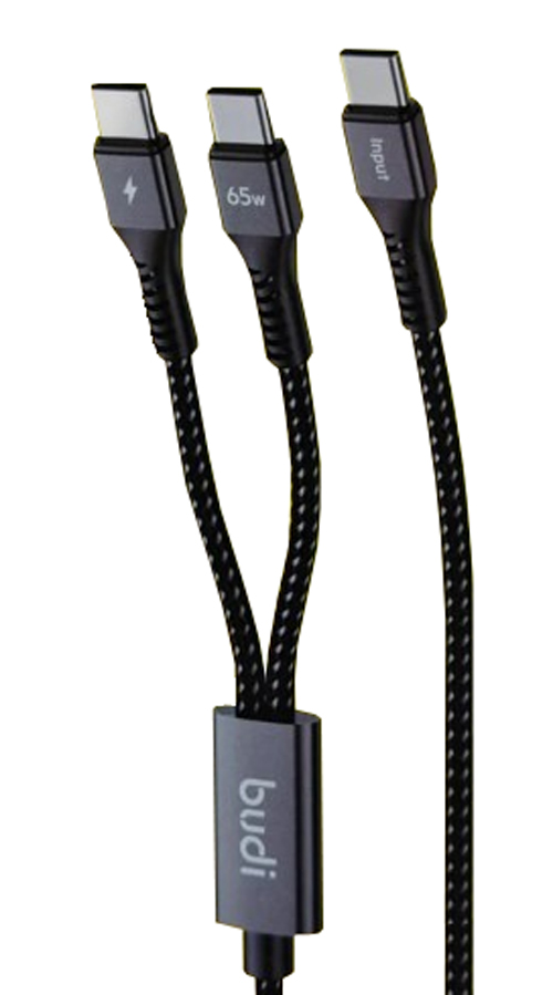 کابل شارژ و دیتا کنفی Type-C به دو Type-C فست PD 65W 1.2m بودی مدل DC210C2C12B با گارانتی 18 ماهه (6 ماه تعویض)