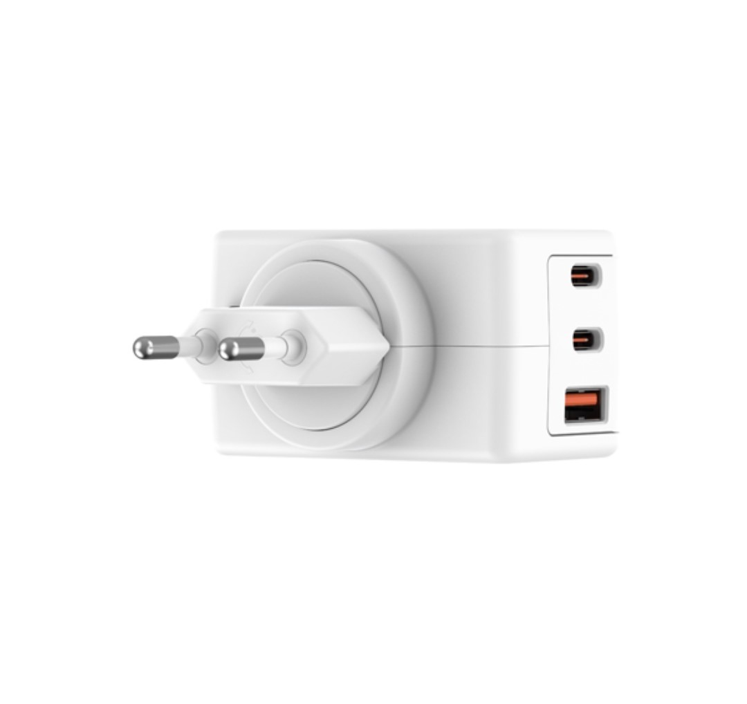 شارژر دیواری 65W بودی PD و QC3.0 و فست با یک خروجی USB و دو خروجی USB-C و سری قابل چرخش مدل AC352EW با گارانتی 18 ماهه (6 ماه تعویض)