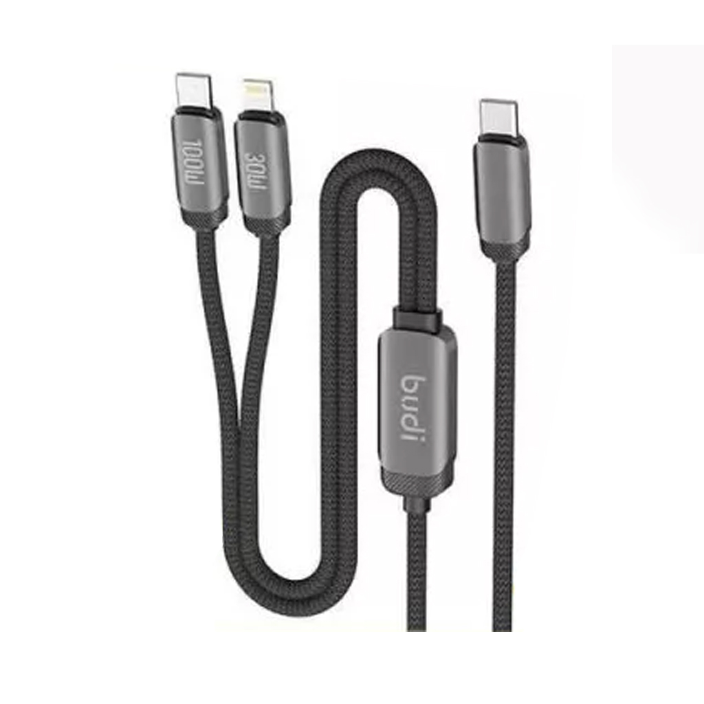 کابل شارژ و دیتا کنفی Type-C به Type-C و Lightning فست PD 100W 1.2m بودی مدل DC266TTL12B با گارانتی 18 ماهه (6 ماه تعویض)