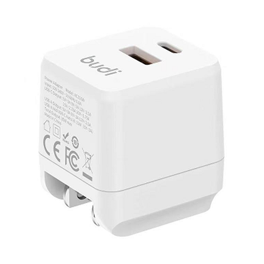 شارژر دیواری 35W GaN بودی PD و فست با یک خروجی USB و یک خروجی USB-C دارای سری یونیورسال مدل AC316W با گارانتی 18 ماهه (6 ماه تعویض)