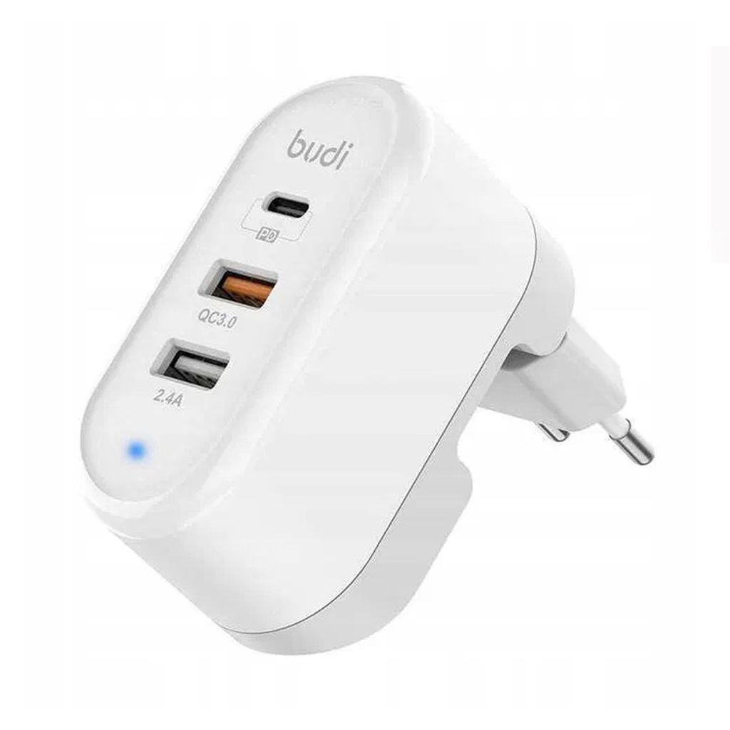 شارژر دیواری 30W بودی PD و فست با دو خروجی USB و یک خروجی USB-C و سری قابل چرخش مدل AC315TEW با گارانتی 18 ماهه (6 ماه تعویض)