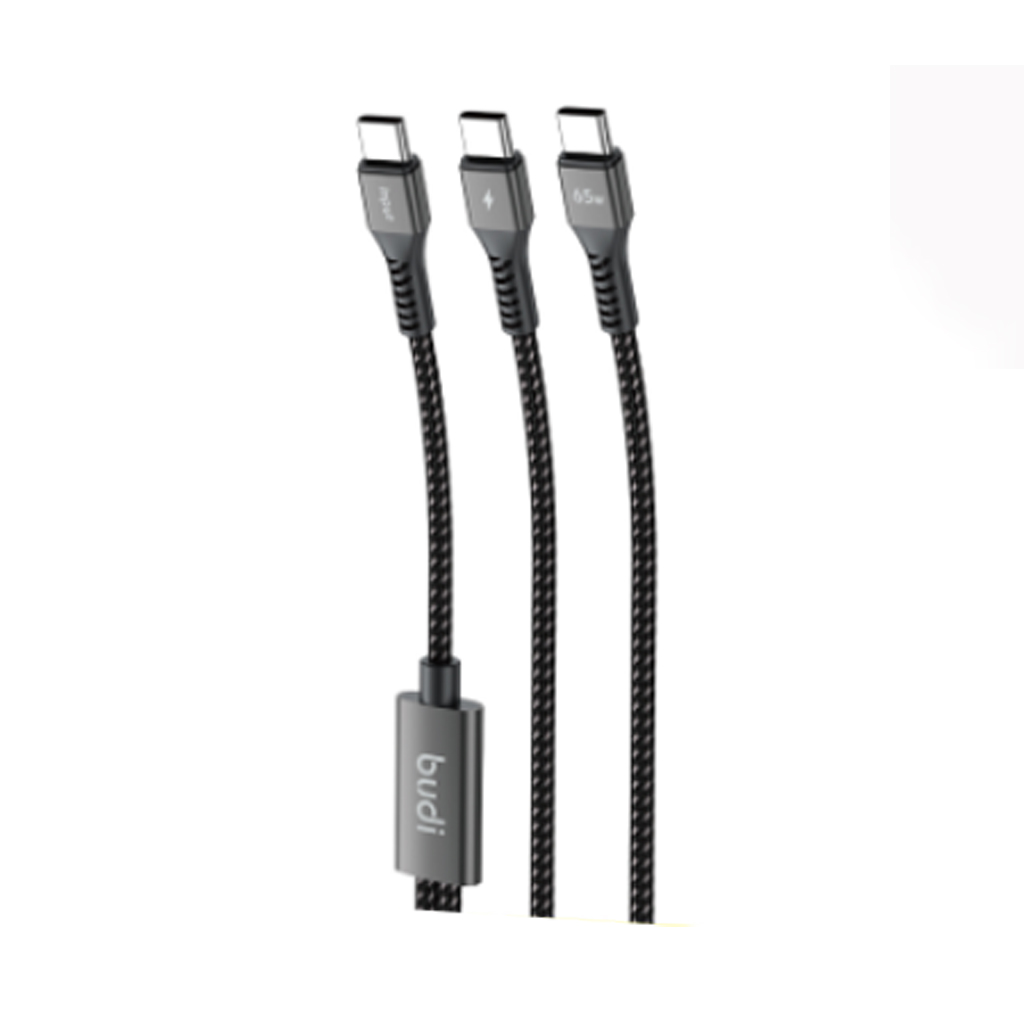 کابل شارژ و دیتا کنفی Type-C به دو Type-C فست PD 65W 1.2m بودی مدل DC210C2C12B1 با گارانتی 18 ماهه (6 ماه تعویض)